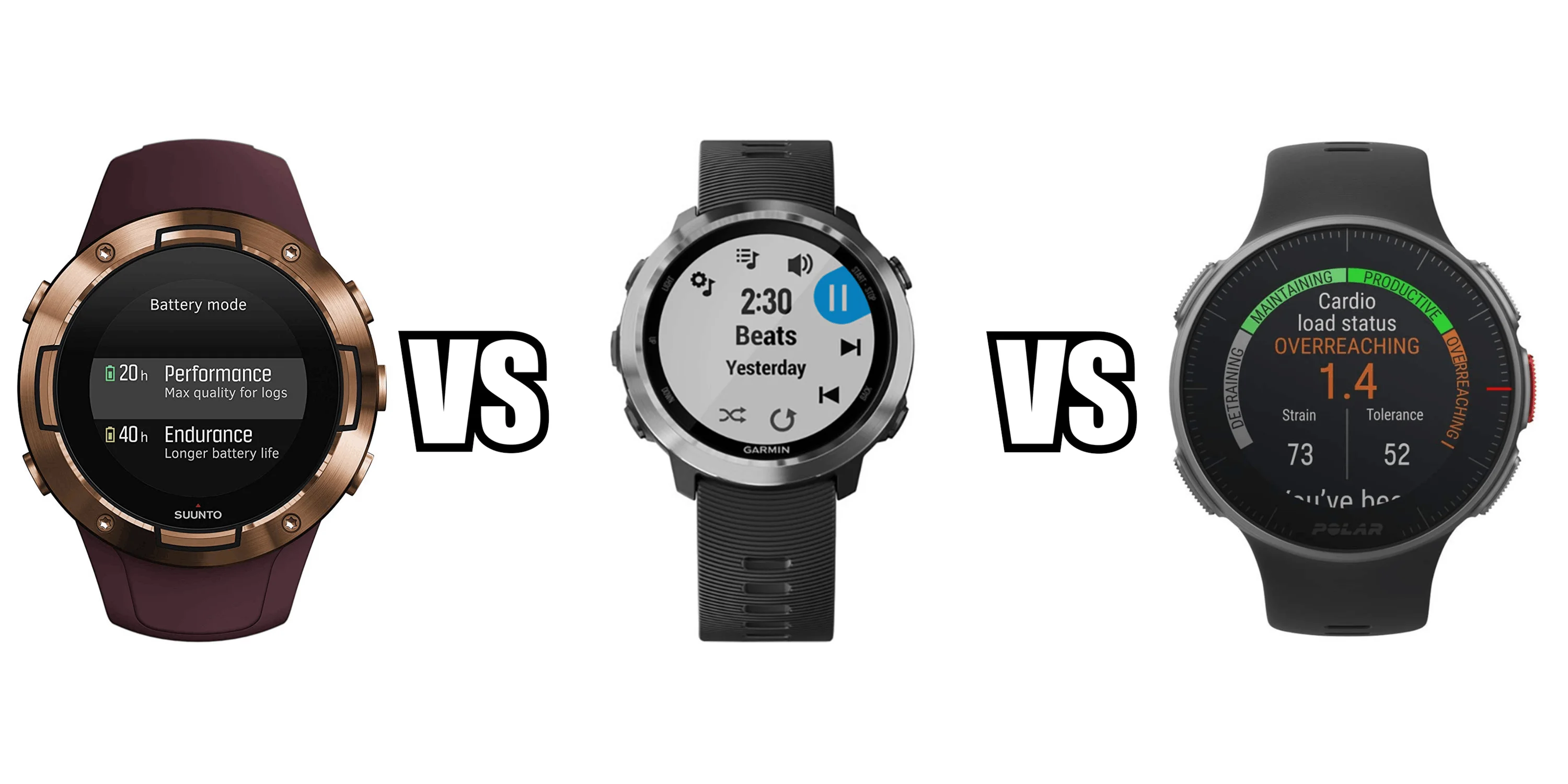 Suunto 5 vs Garmin Forerunner 645 vs FR245 Polar Vantage V