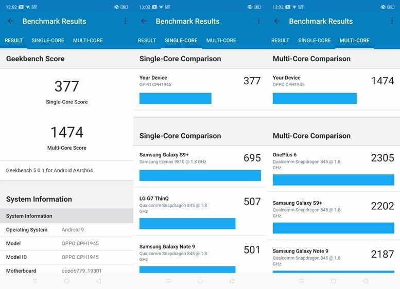 Geekbench 5 Reno 2Z Geekbench 5 Reno 2Z