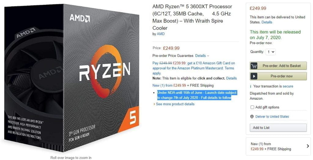 Amd Ryzen 5 3600xt Ryzen 9 3900xt Price And Launch Date Revealed By Amazon With Big Price Hikes