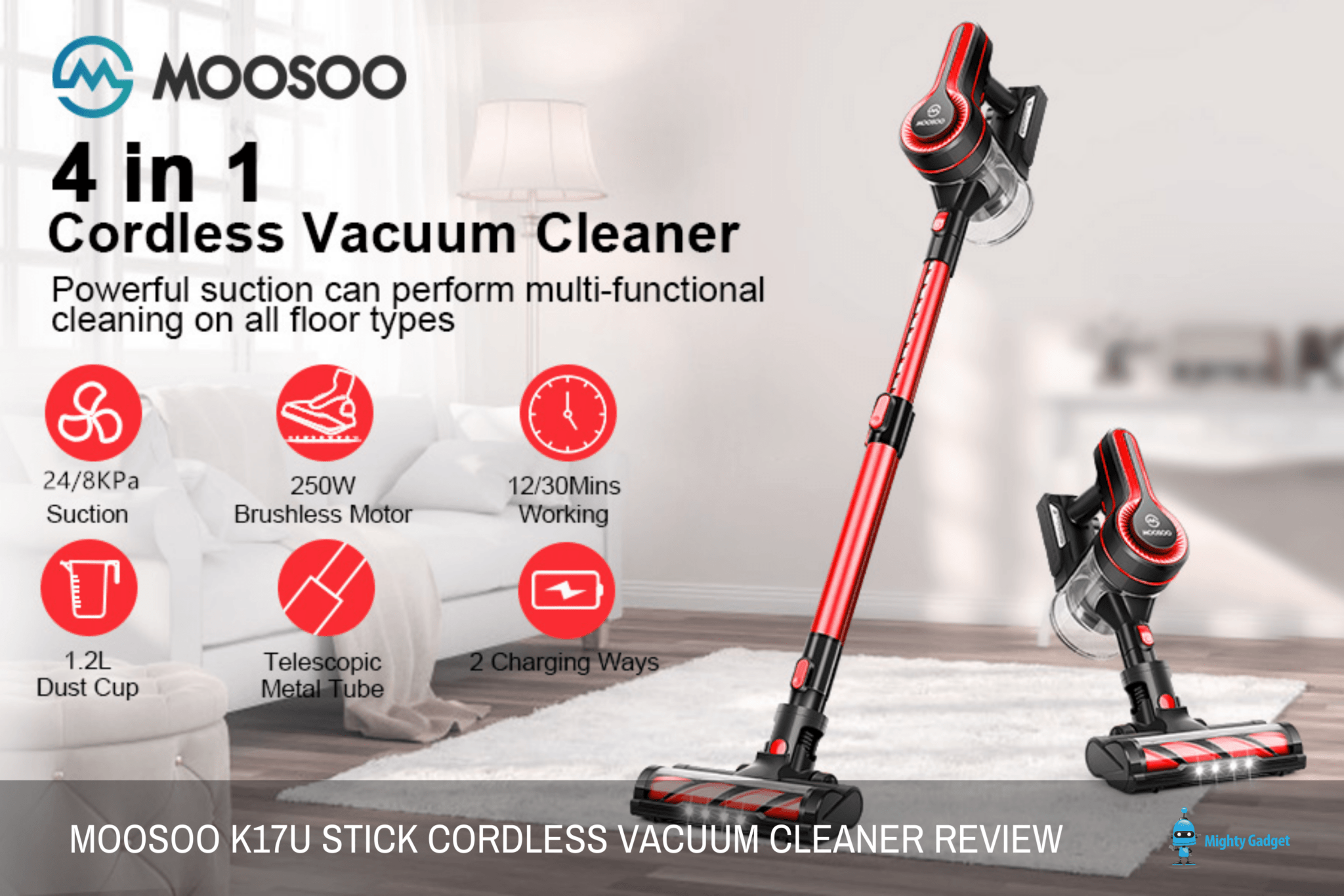 MooSoo K17U Stick Cordless Vacuum Cleaner Review Affordable & perfect