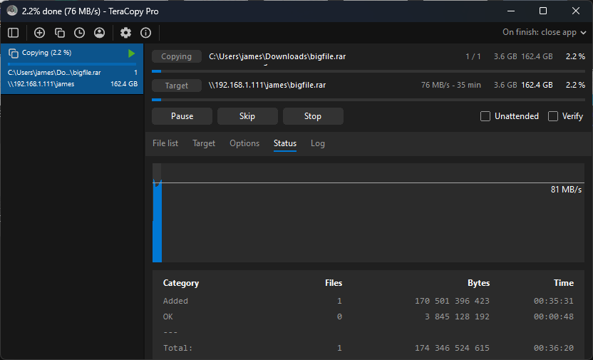 Terramaster Throughput