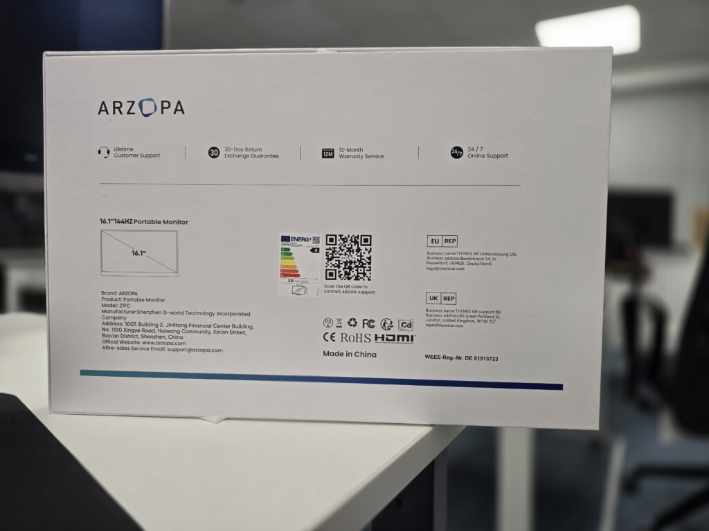 Arzopa Z1FC 144Hz Portable Gaming Monitor Specs Arzopa Z1FC 144Hz Portable Gaming Monitor Specs