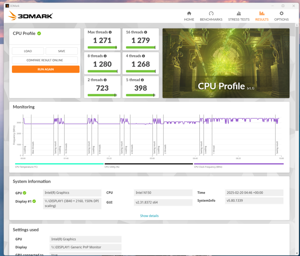 3D Mark CPU Profile 3D Mark CPU Profile