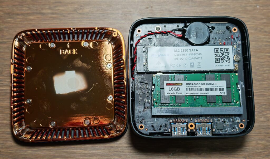 NiPoGi E1 N150 Mini PC Lid Off NiPoGi E1 N150 Mini PC Lid Off