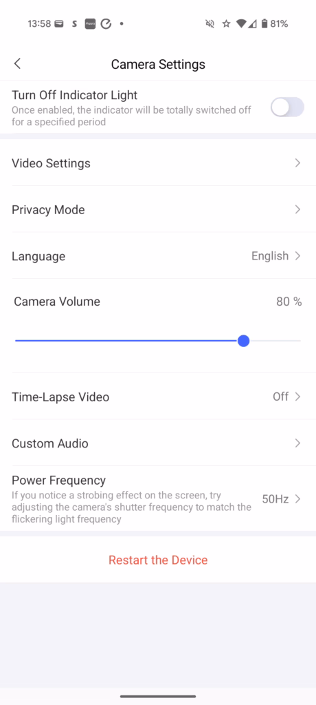 Aqara Security Camera G100 App Settings 7