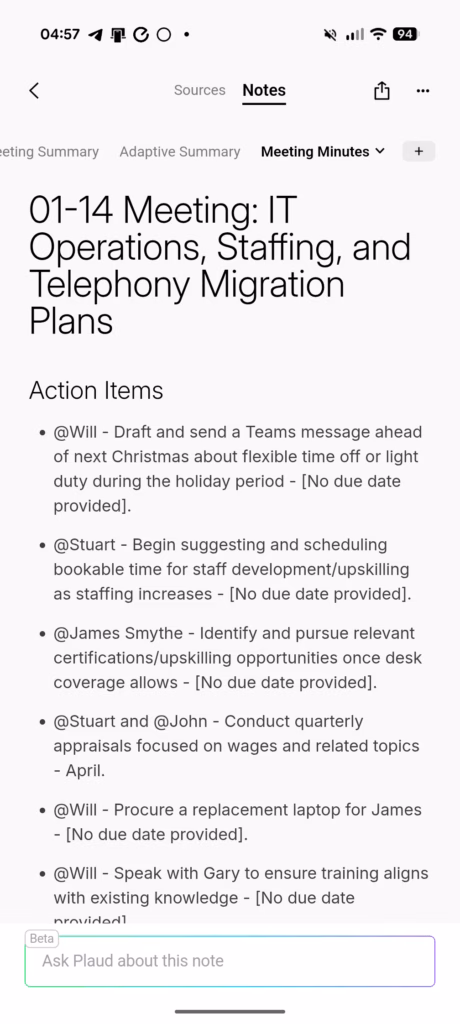 Plaude NotePin S Review App 2