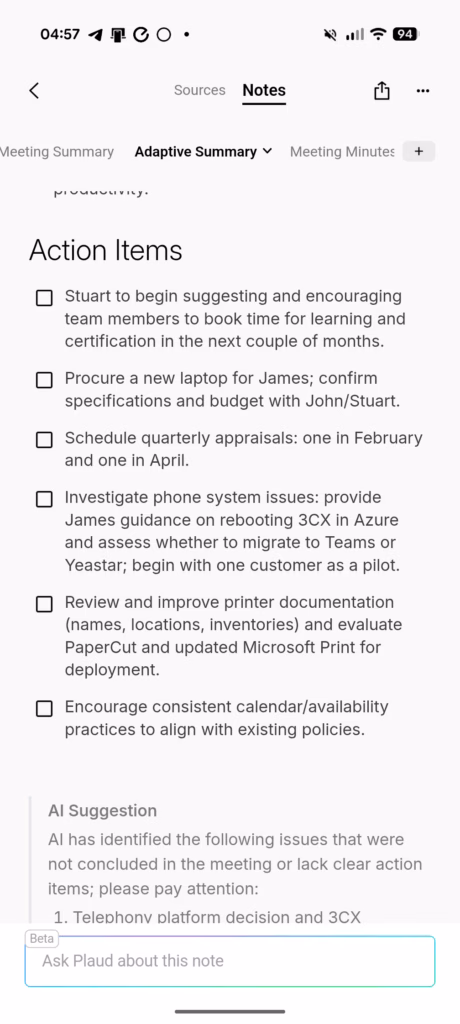 Plaude NotePin S Review App 3