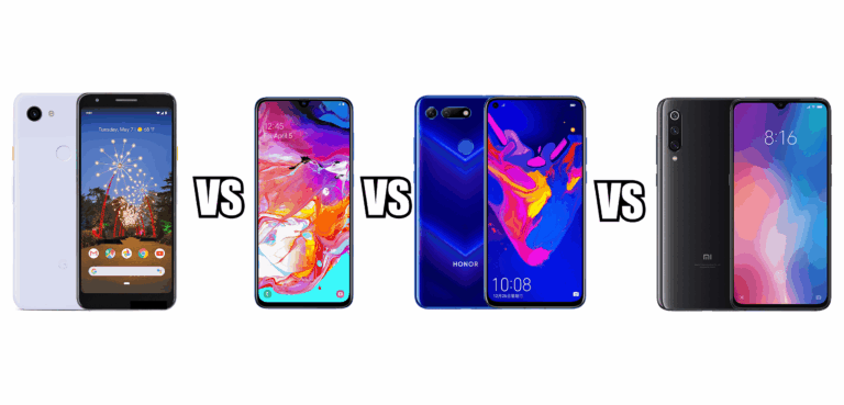 Google Pixel 3a vs Samsung A70 vs Honor View 20 vs Xiaomi Mi 9 : What can £400 buy you?