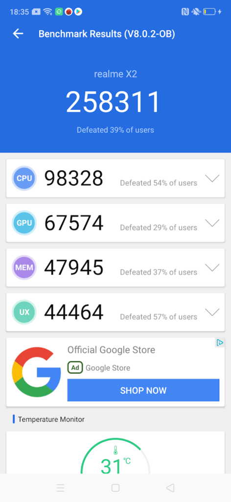 Realme X2 Snapdragon 730G antuntu benchmark