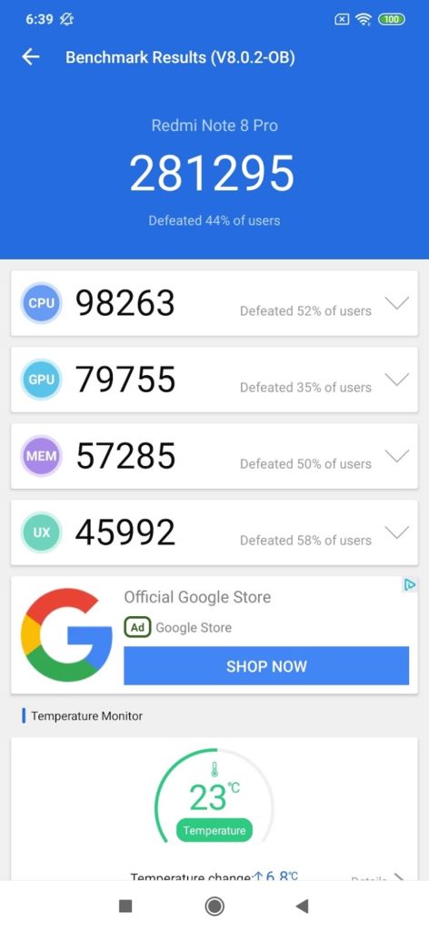 Xiaomi Redmi Note 8 Pro Mediatek Helio G90T Antutu